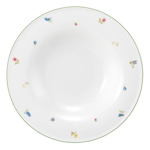 Seltmann Pastateller tief 27 cm, rund, Form: Community, Dekor: 57389 Streublume grüne Linie, hohe Kantenschlagfestigkeit, Made in Germany