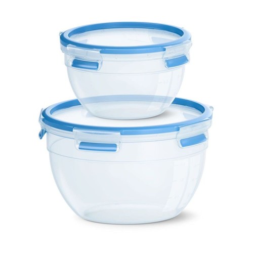 Emsa CLIP & CLOSE Frischhaltedosen 2er Set, rund (1,1 Liter + 2,6 Liter) aus Kunststoff - Made in Germany - BPA-frei