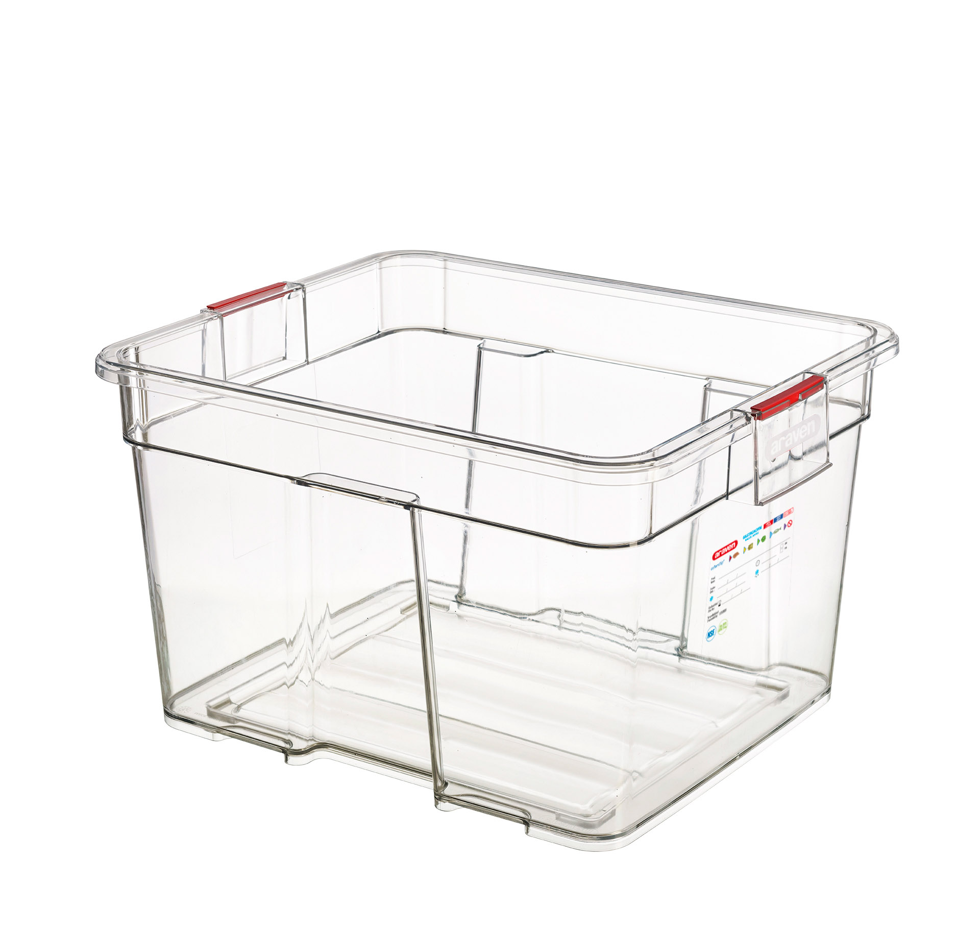 ARAVEN GN 2/1 Lebensmittelbehälter aus ABS Kunststoff, 380mm Höhe und 90 Liter Fassungsvermögen