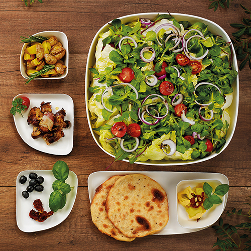 PAPSTAR 24 Teller 1/4, Zuckerrohr "pure" 1,3 cm x 13 cm x 13 cm weiss "Belle Vie, Ligne Carrée"