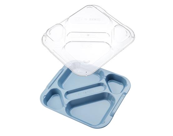 ARAVEN Behälter 5 Abteile PP BLAU MIT TRANSPARENTEM DECKEL