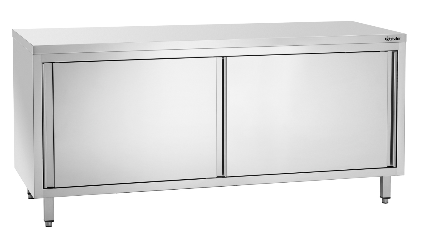 Bartscher Arbeitsschrank 700, B1800 |Eigenschaften: 40 mm abgekantet ,Füße ausVierkantrohr 40 x 40 mm | Maße: 180 x 70 x 850