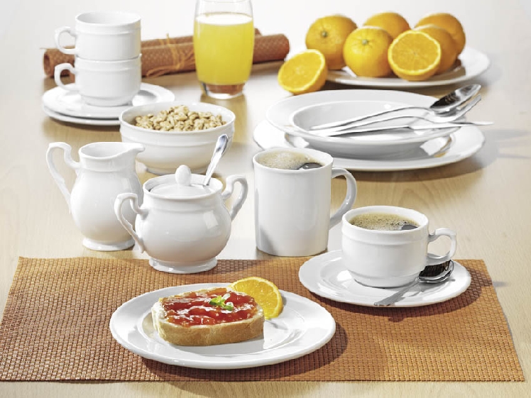 Frühstückstasse, Untere 19 cm Form Alice uni weiß.