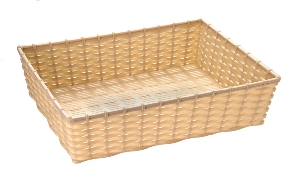 Korb -WICKER-LOOK- 39,5 x 29,5 cm, H: 10 cm Polypropylen, beige spülmaschinengeeignet stapelbar Farbe: Hellbeige