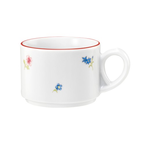 Seltmann Obere zur Kaffeetasse 0,18 l, rund, Form: Community, Dekor: 57388 Streublume rote Linie, hohe Kantenschlagfestigkeit, Made in