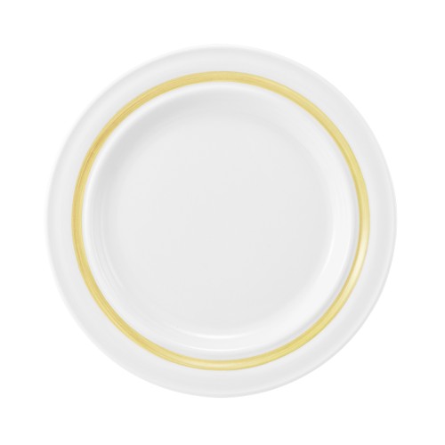 Seltmann Teller flach 23 cm Fahne, rund, Form: Community, Dekor: 57392 Pinselband ocker, hohe Kantenschlagfestigkeit, Made in Germany