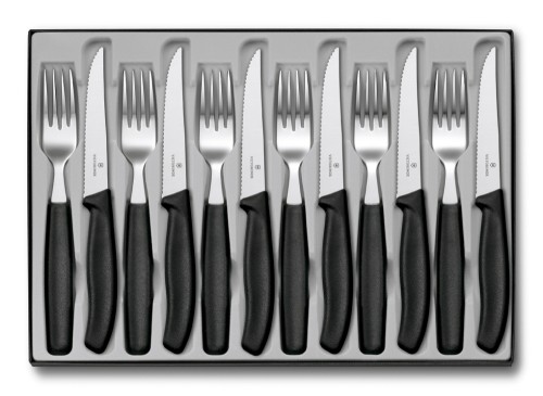 Victorinox Swiss Classic Tafelbesteck mit Steakmesser, 12-teilig, schwarz