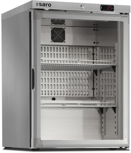 SARO Kühlschrank mit Glastür, Modell ARV 150 CS TA PV Made in Europe - Material: (Gehäuse und Innenraum) Edelstahl; Glastür - 1 Glastür,
