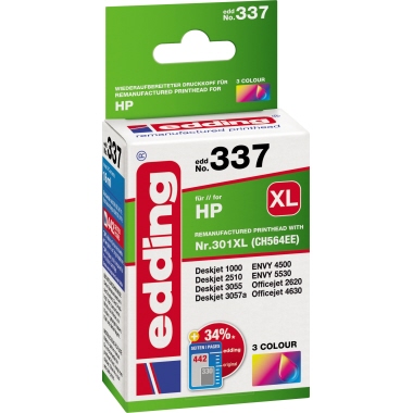 edding Tintenpatrone HP 301XL EDD-337 ca. 442 Seiten mehrfarbig 16ml