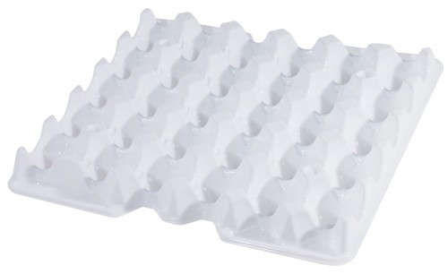 Zusätzlicher Einsatz zur Eierbox aus Polyethylen, zur HACCP-gerechten Aufbewahrung von Hühnereiern, festschließender Deckel,