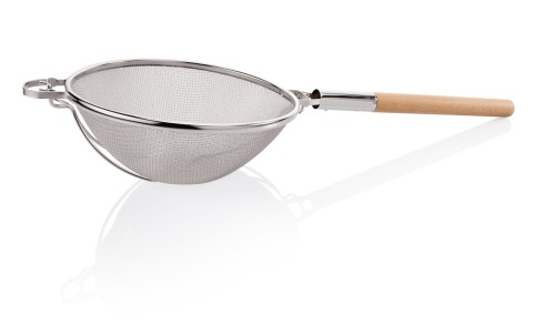 Großküchensieb. mit Rundholzgriff. Chromnickelstahl. mit mittelfeinem Gewebe aus
