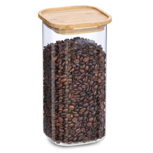 Vorratsglas m. Bambusdeckel, 1600 ml. Länge: 100 mm. Breite: 100 mm. Höhe: 220 mm