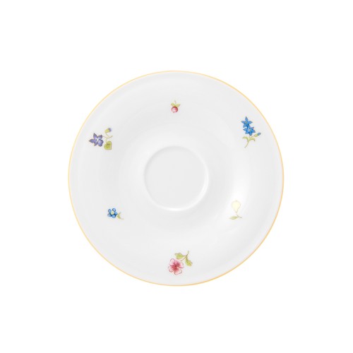 Seltmann Untere zur Moccatasse 13,5 cm, rund, Form: Community, Dekor: 57387 Streublume gelbe Linie, hohe Kantenschlagfestigkeit, Made in