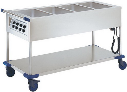 Speiseausgabewagen, beheizbar 4 Einzelbecken mit Temperaturregler Modell SAW 4