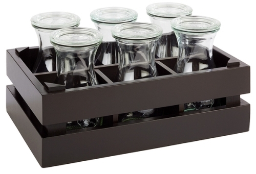 Holzbox -SUPERBOX- 29 x 18,5 cm, H: 10,5 cm Akazienholz, schwarz passend zu GN 1/4 nicht spülmaschinengeeignet stapelbar