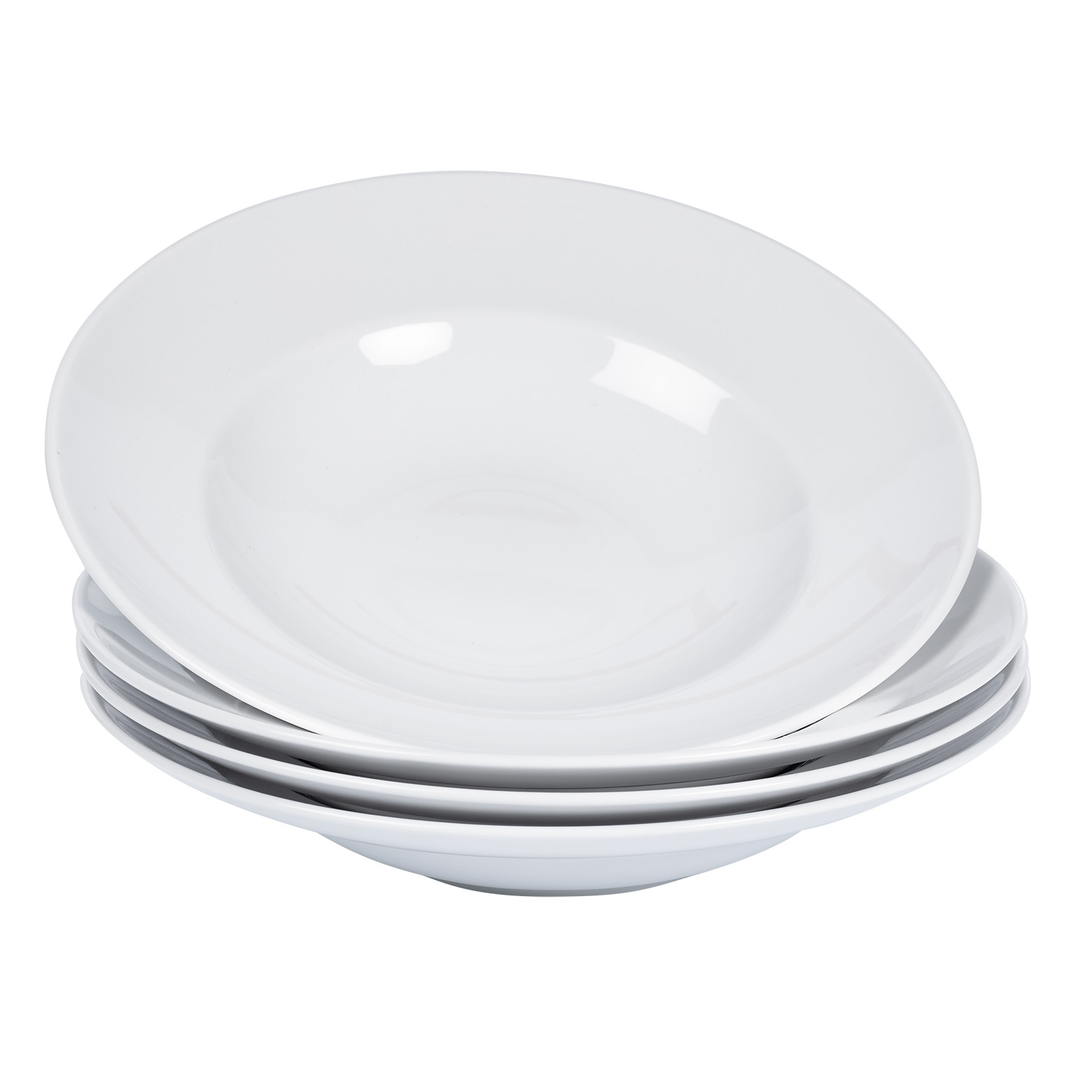 Pastateller AREZZO, 4er Set, Durchmesser je 27 cm, weisses Porzellan, 5,2 cm hoch, Teller sind mikrowellen- und spülmaschinengeeignet