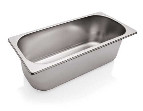 Eisbehälter. Chromnickelstahl. Maße: 36 x 16,5 x 12 LxBxH.