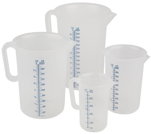 Messbecher -PRO- Ø 17 cm, H: 23,5 cm, 3 Liter Polypropylen mit geschlossenem Griff geprägte Maßskalierung außen Liter- /