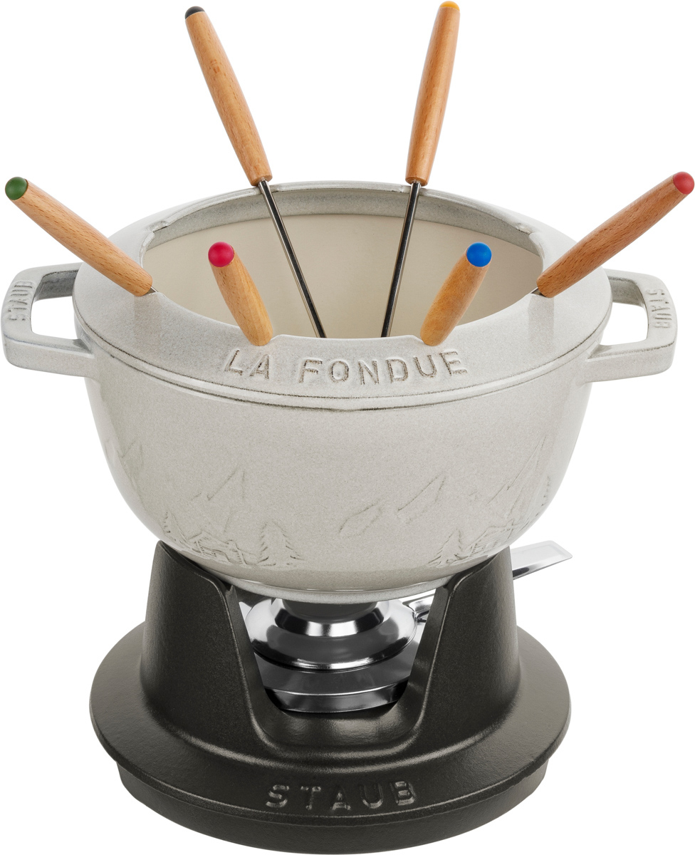 Fondue Set, 20 cm, rund, Weisser Trüffel, Serie: Specialities. Marke: Staub
