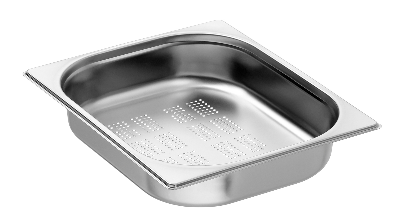 Bartscher GN-Behälter, 1/2, T65, gelocht |Ausführung: Mit Perforation (gelocht) | Maße:32,5 x 26,5 x 6,5 cm. Gewicht: 0,65 kg