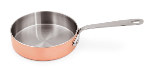 Mini-Servierpfanne. innen Chromnickelstahl/außen Kupferbeschichtung.