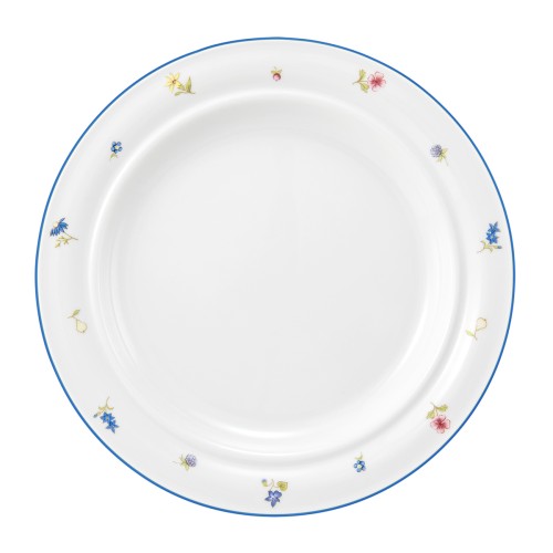 Seltmann Teller flach 25,5 cm (Systemteller), rund, Form: Community, Dekor: 57390 Streublume blaue Linie