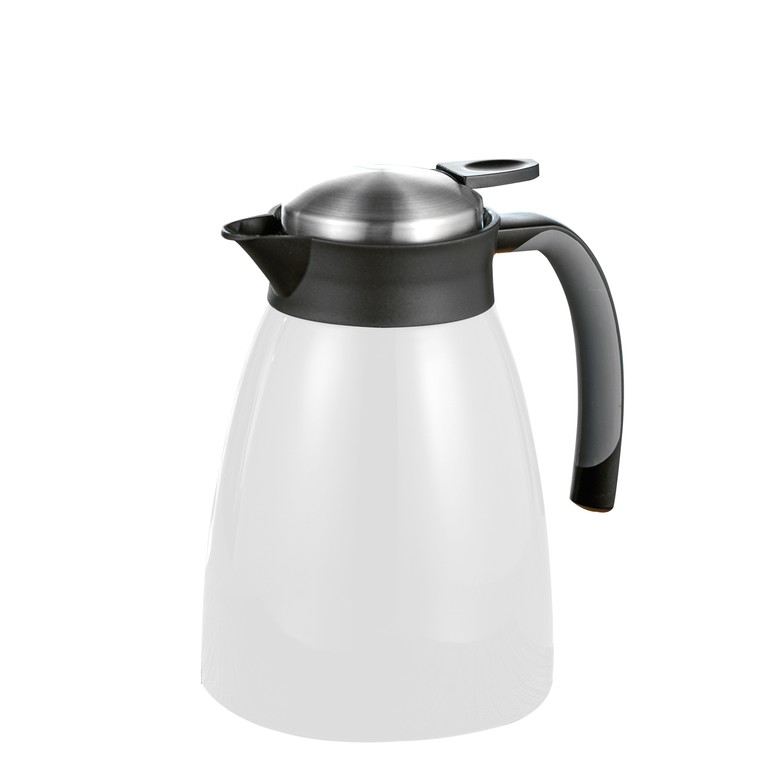 Isolierkanne GLACE, Inhalt: 1 Liter, doppelwandiger Edelstahl, weiß lackiert, Höhe: 20,8 cm, Durchmesser: 13,5 cm.