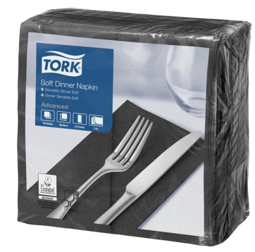 Tork Soft Dinnerserviette Schwarz Advanced Schwarz