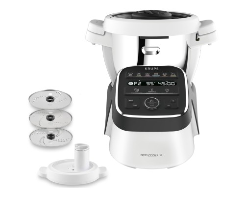 KRUPS PREP&COOK XL KÜCHENMASCHINE MIT KOCHFUNKTION HP50A8 + Schnitzelwerk (1550 W, 3 L Edelstahlschüssel, bis zu 10 Pers., 12 auto.