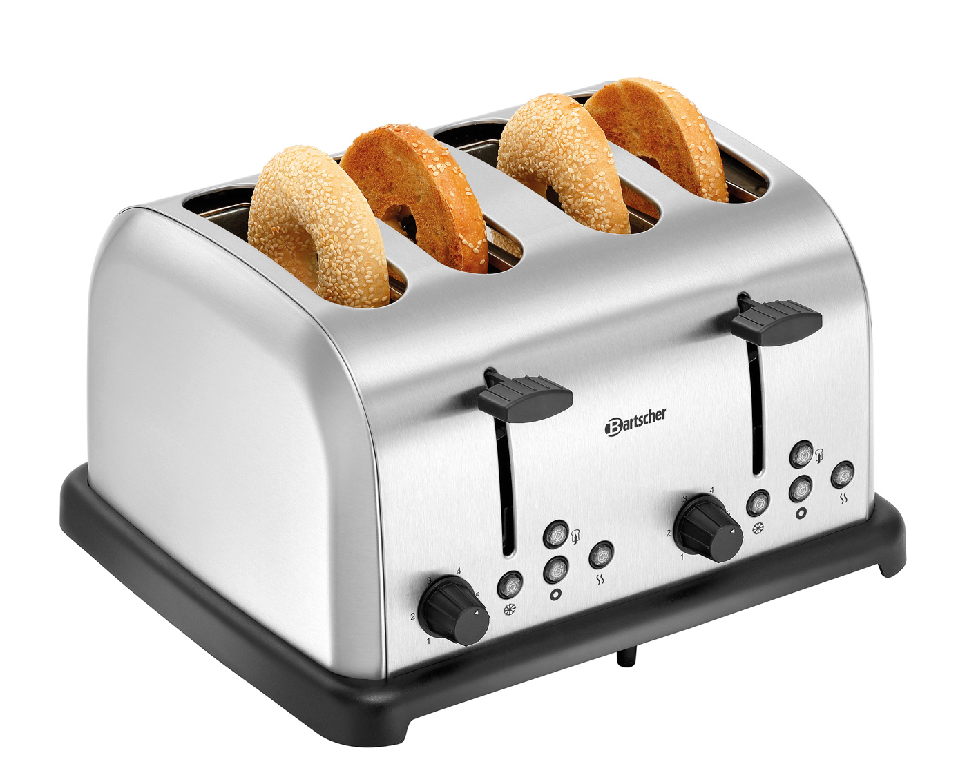 Bartscher Toaster TBRB40 | Kontrollleuchte:Auftauen ,Aufwärmen ,Bagel toasten ,Toasten |Maße: 32,5 x 28 x 17,0 cm.