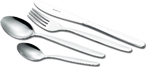 24-teiliges Besteck MONITA aus Edelstahl 18/0, trowalisiert. Messer aus Klingenstahl.