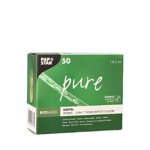 50 Fingerfood - Göffel, Bambus "pure" 8,5 cm von PAPSTAR