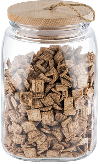 Vorratsglas -WOODY- 14 x 14 cm, H: 21,5 cm Glas, Kiefernholz, Silikon 2,5 Liter inklusive Holzdeckel nicht