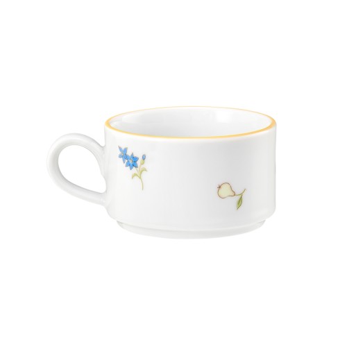 Seltmann Obere zur Moccatasse 0,09 l, rund, Form: Community, Dekor: 57387 Streublume gelbe Linie, hohe Kantenschlagfestigkeit