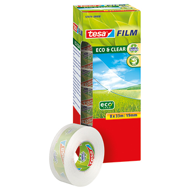 tesa® Klebefilm tesafilm® Eco & Clear 19 mm x 33 m (B x L) einseitig klebend ohne Lösungsmittel Polypropylen transparent 8 St./Pack.