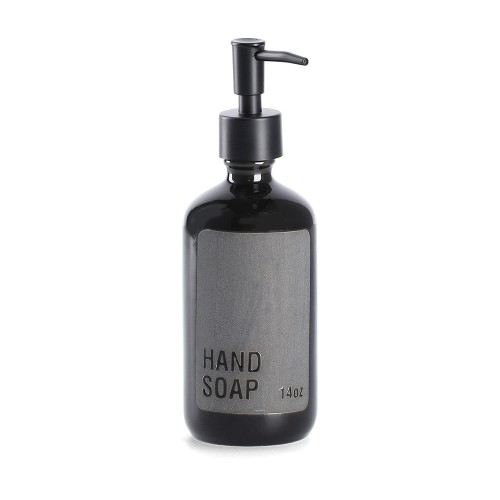 Seifenspender"Handsoap", Steingut, schwarz / Maße: Ø 7x20,8 cm