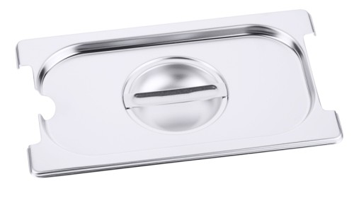 GN-Deckel für Serie 7200 mit Aussparung für Löffel und Griffe, aus Edelstahl 18/10, seidenmatt poliert, mit Griffmulde GN: 1/4