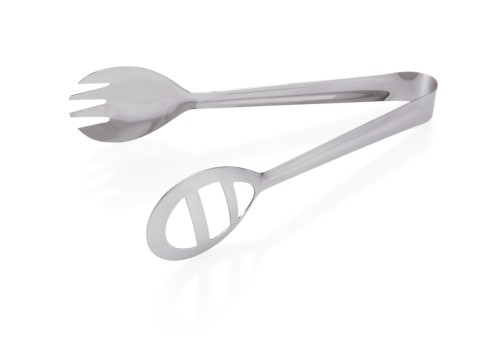 Servierzange. Gabel + perforierte Seite. Chromnickelstahl.