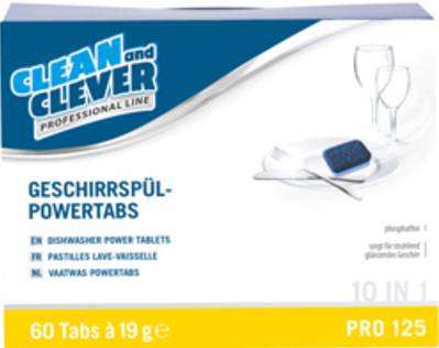Clean and Clever Geschirrsprül-Powertabs, 10 in 1, Paket mit 60 Tabs à 18 g