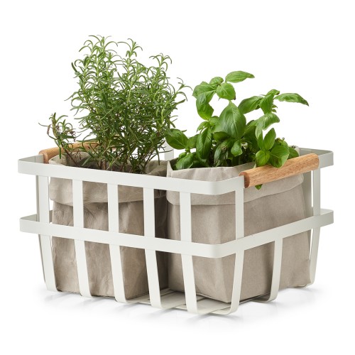 Aufbewahrungskorb, Metall; Bamboo, 25x31,5x17 cm. Farbe: weiß.. Lieber Dekoration oder Ordnung? Bei diesem Aufbewahrungskorb aus weißem Metall müssen