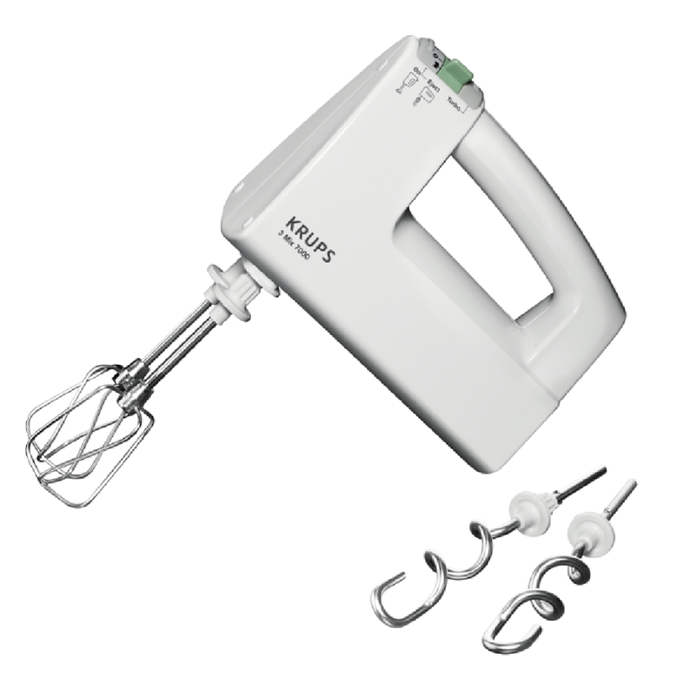 Krups Handmixer 3 Mix 7000, Farbe: weiß, 500 Watt, Einsätze aus Edelstahl.