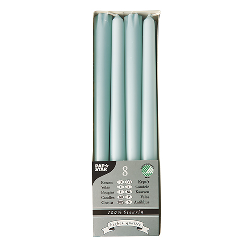 8 Leuchterkerzen Ø 2,2 cm · 25 cm graugrün aus 100 % Stearin von PAPSTAR
