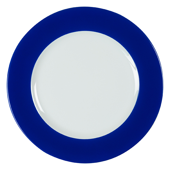 Teller flach 31,5 cm - Form: Table Selection -, Dekor 79173 royalblau - aus Porzellan., Hersteller: Eschenbach. "Made in Germany".