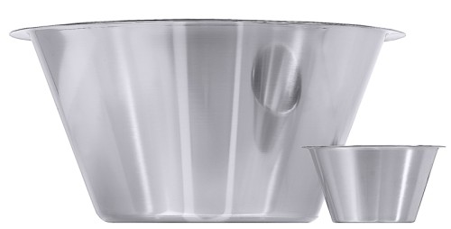 Schüssel tiefe konische Form, aus Edelstahl 18/10, seidenmatt poliert, offener, glatter Rand, mittelschwere Qualität