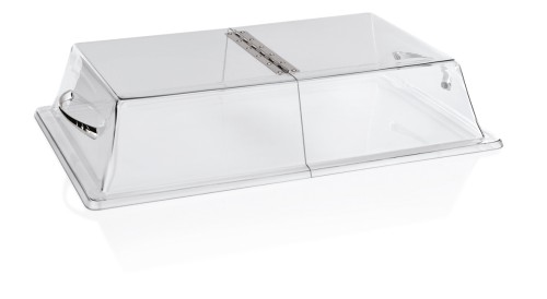 GN Abdeckhaube. mit Klappscharnier, GN 1/1, Polycarbonat. passend für GN Behälter 1/1.