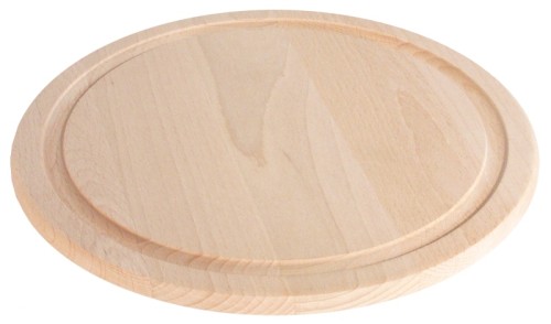 Unterteller aus Holz aus unbehandeltem, naturbelassenem Buchenholz, Oberfläche fein geschliffen, mit Saftrinne, nicht