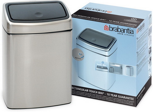 Brabantia Touch Bin® 10 L rechteckig mit Kunststoffeinsatz Matt Steel Fingerprint Proof