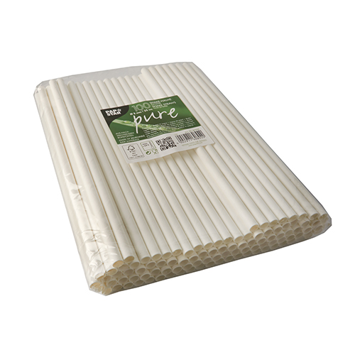 100 Shake-Halme, Papier "pure" Ø 8 mm · 25 cm weiss von PAPSTAR