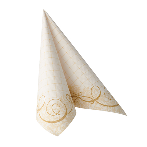 50 Servietten "ROYAL Collection" 1/4-Falz 40 cm x 40 cm gold "Megan" von PAPSTAR