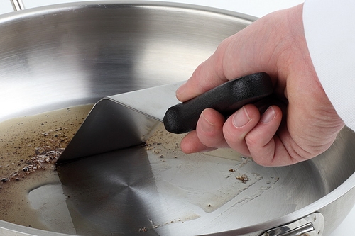 Spachtel / Fettabstecher 17 x 10 cm, Länge 30cm starre Edelstahl-Klinge rutschfester Griff aus Polypropylen, schwarz